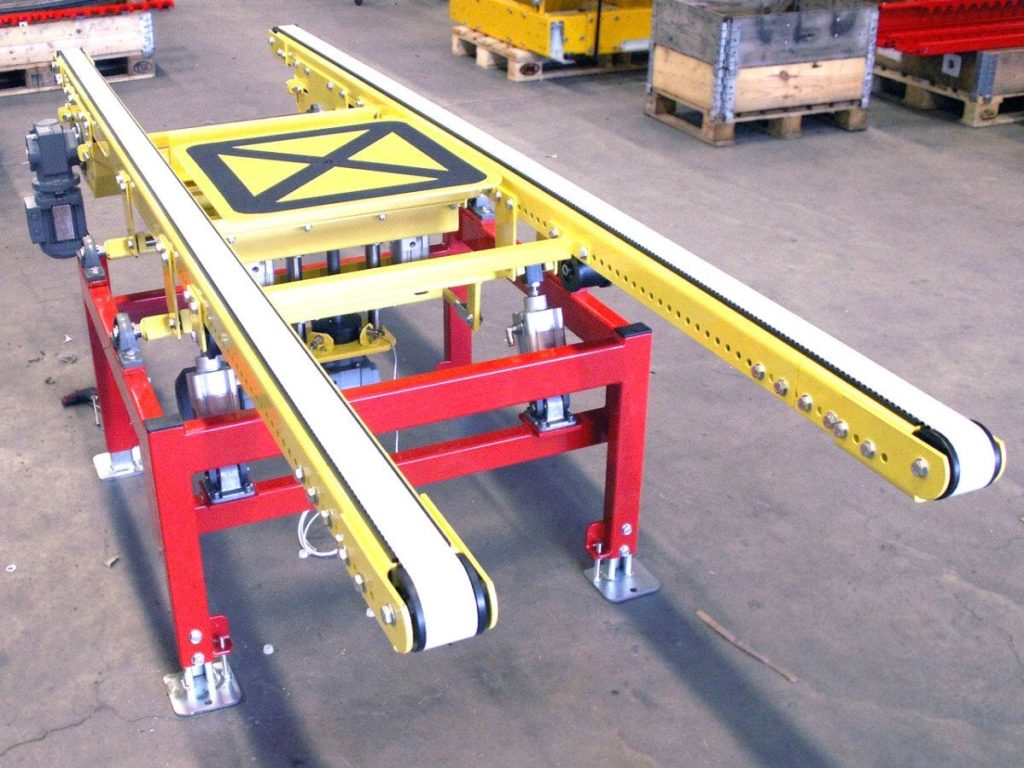 MH Modules KRT100 Lifting And Lowering Cog Belt Conveyor With Lift And Rotate Device