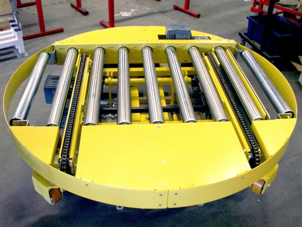MH Modules PA1500 Turntable Roller Conveyor On Wheels With Transveyor